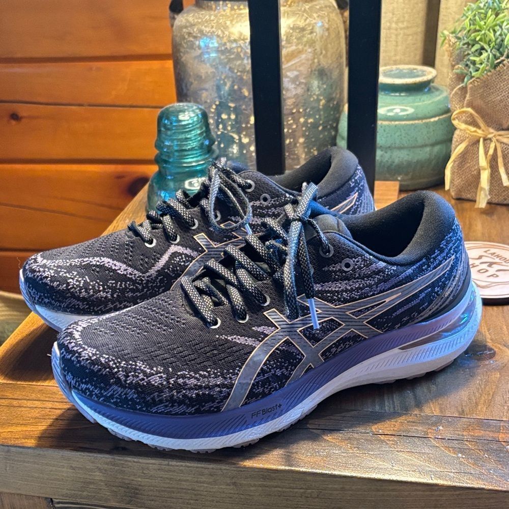 ASICS Dark Grey Purple and White Athletic Sneakers